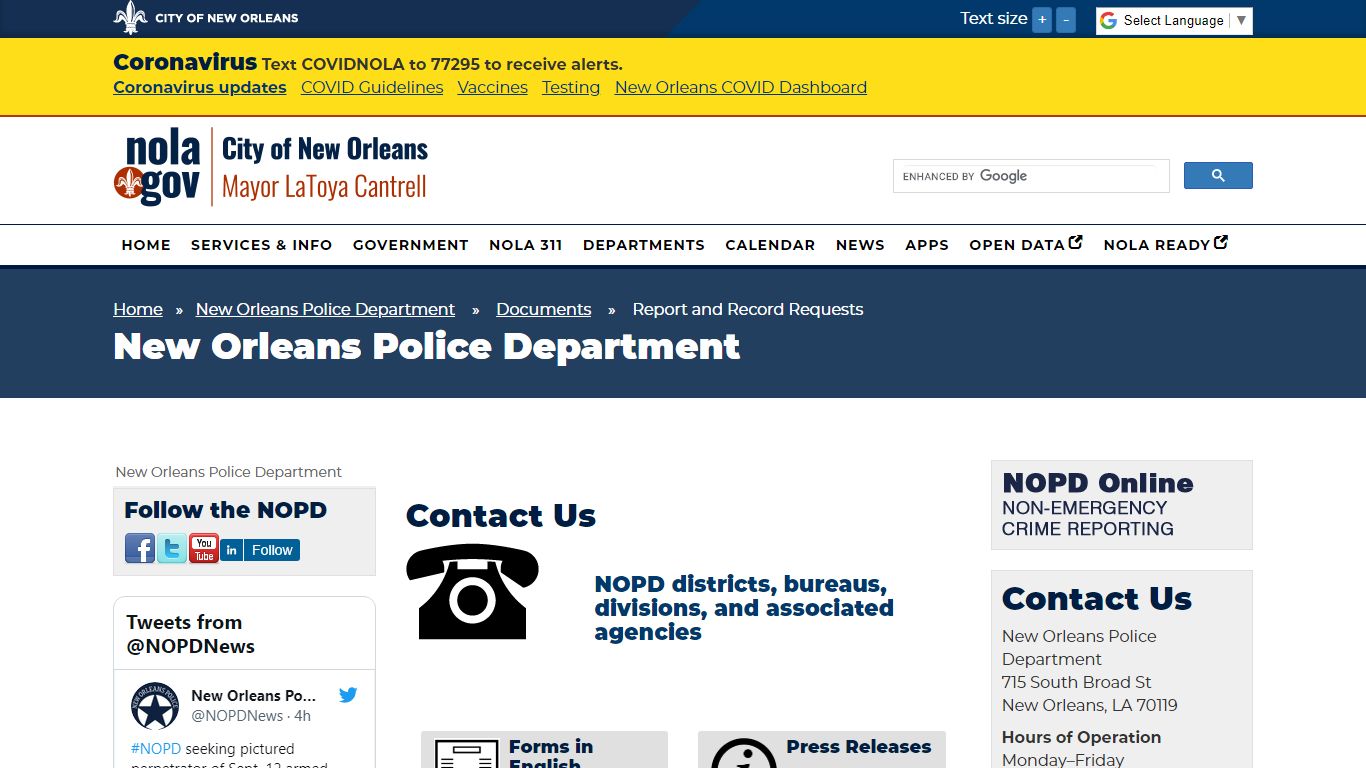 Documents - Report and Record Requests - City of New Orleans